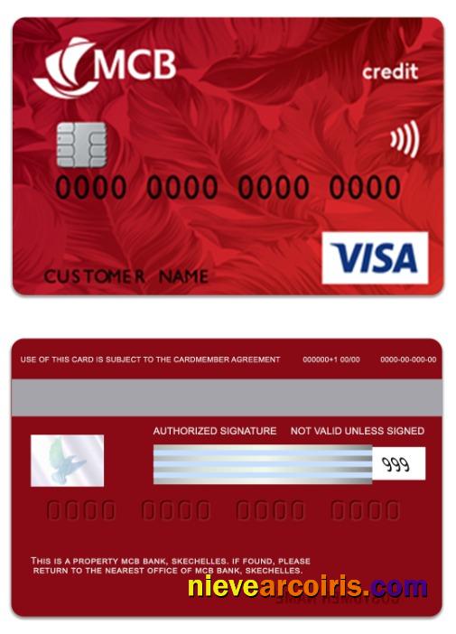 Seychelles MCB Bank visa credit card